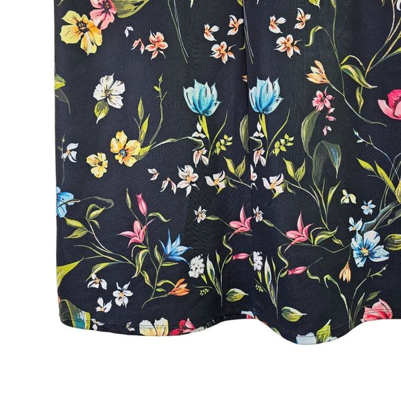 Zara Trafaluc Multi-colored All-over Print Floral Shift White Collared Dress, S - Picture 8 of 9